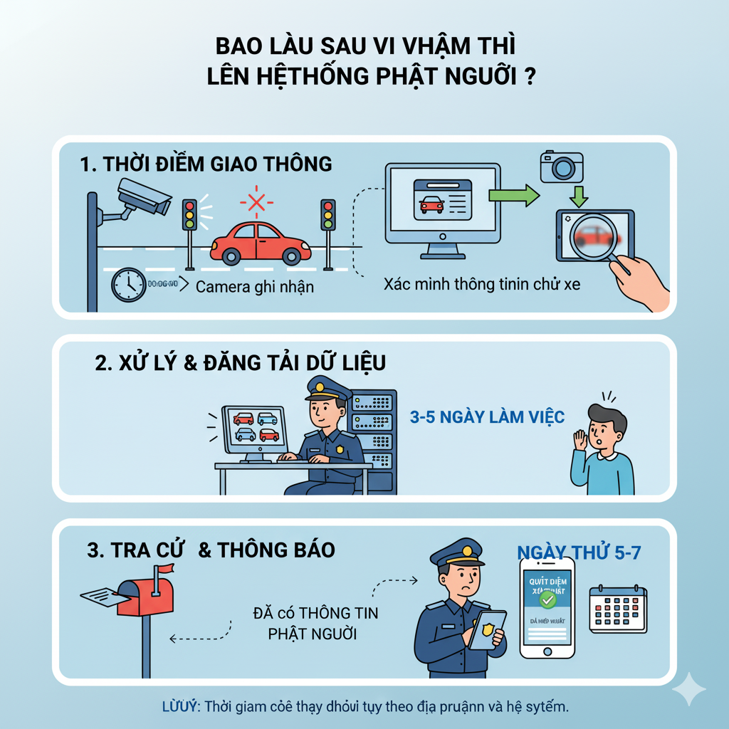 Thời gian có thông tin trên hệ thống phạt nguội