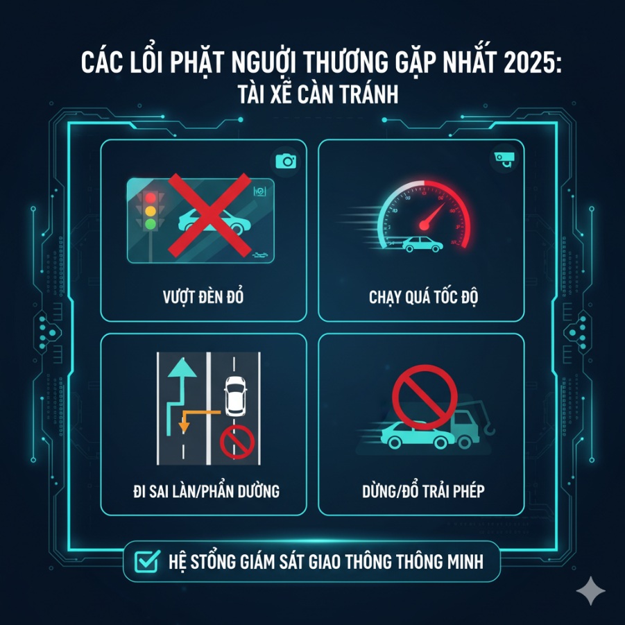 Các lỗi phạt nguội thường gặp nhất 2025 tài xế cần tránh