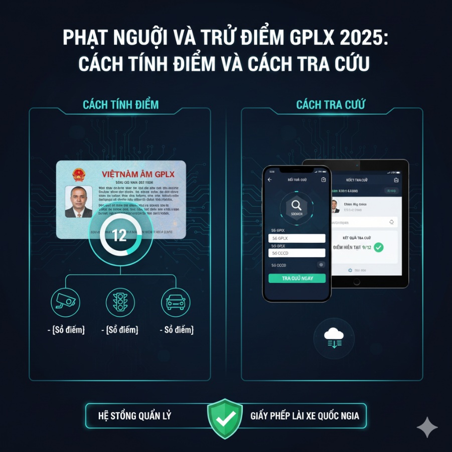 Phạt nguội và trừ điểm GPLX 2025: Cách tính điểm và cách tra cứu