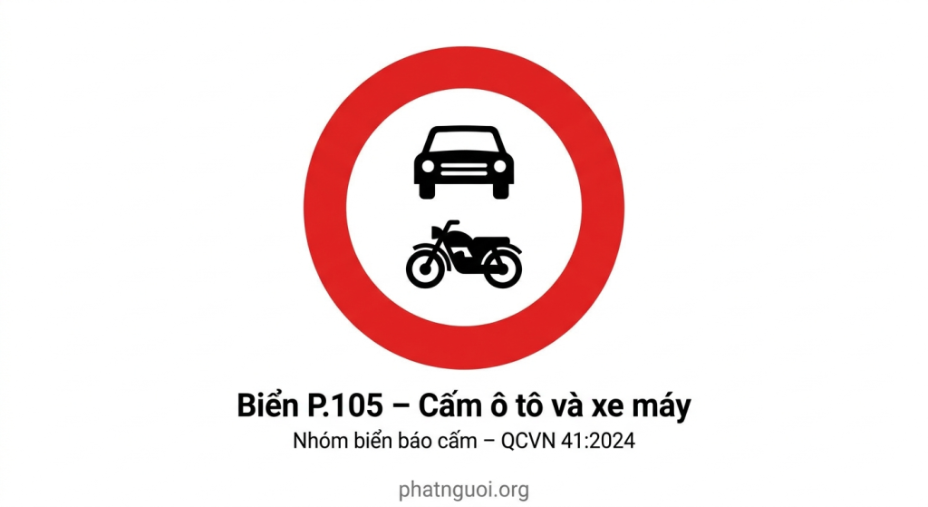 biển P105 cấm ô tô và xe máy phạt nguội camera giao thông